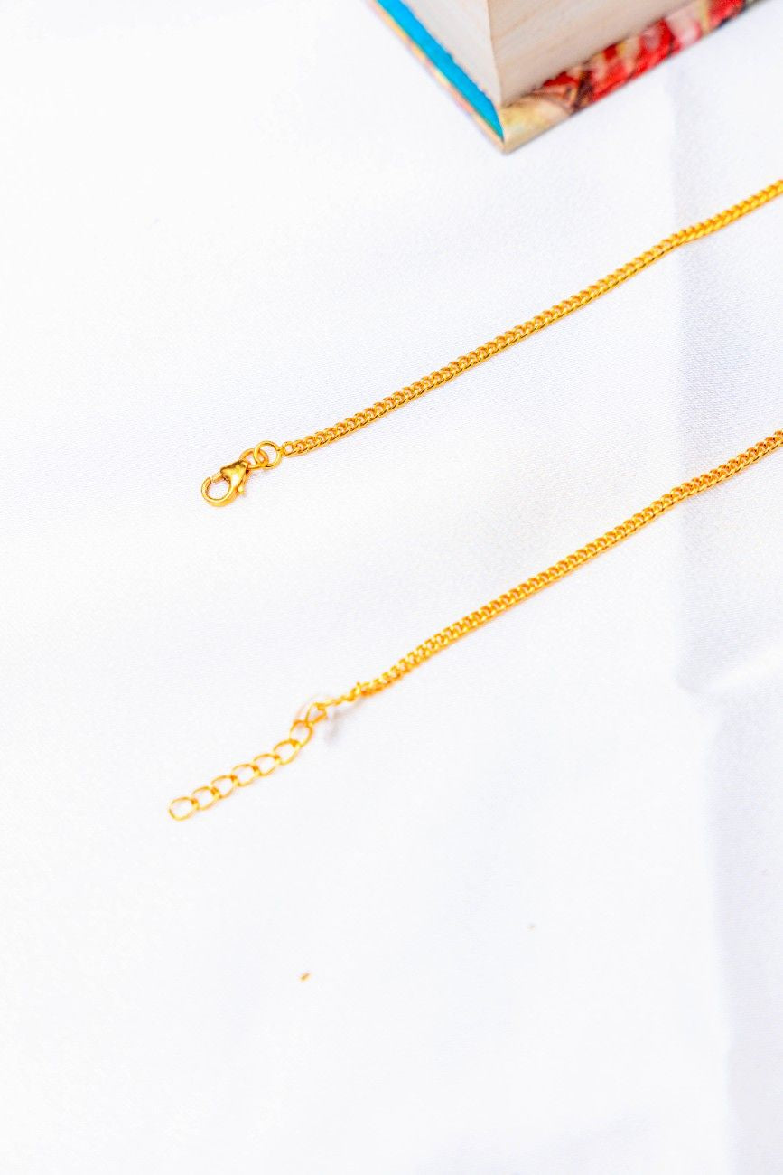 Silver Gold-Plated Pink Floral Stone Anklet