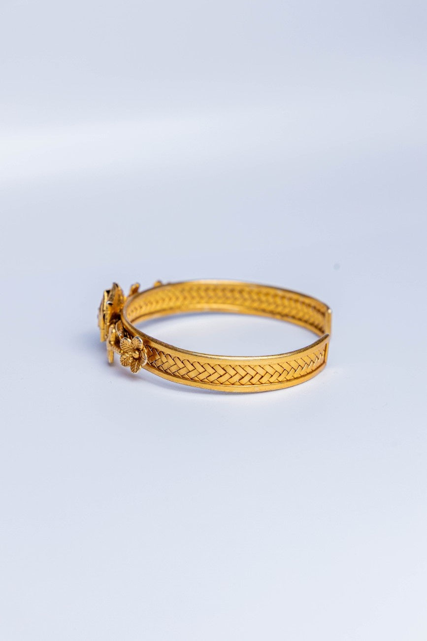 Gold-Tone Floral Gadi Bangle