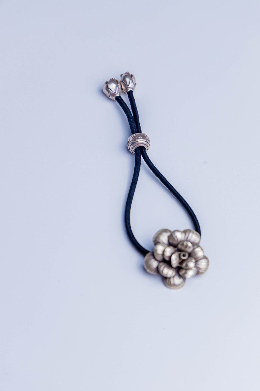 Two-in-One Silver Floral Hairband & Bracelet