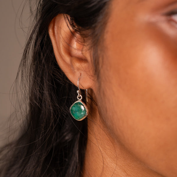 Emerald Silver Earring