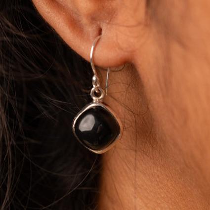 Onxy Silver Earring