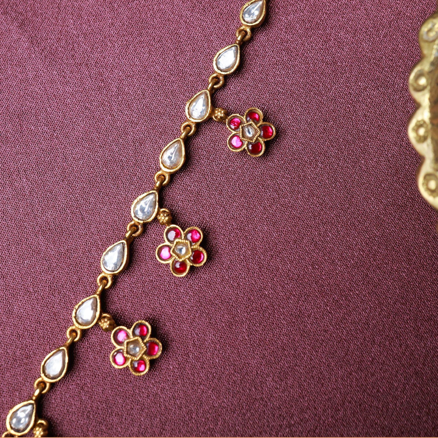 Heritage Floral Kundan Gold Plated Silver Necklace