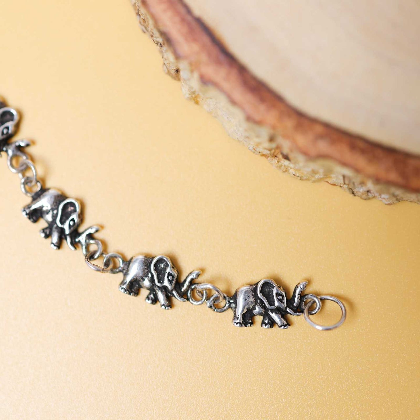Gaja Charm Oxidised Silver Bracelet