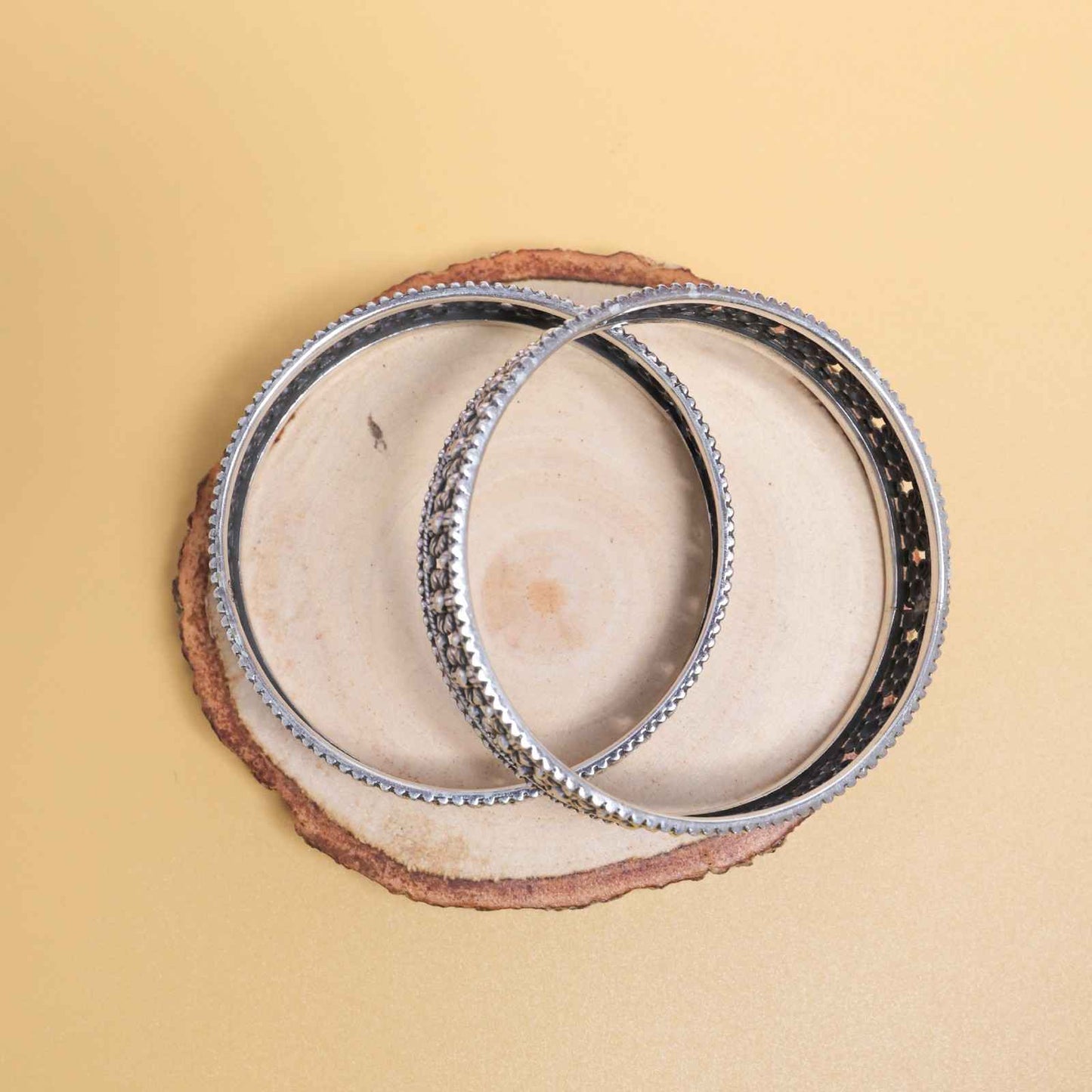 Bloom Trail Oxidised Silver Bangle