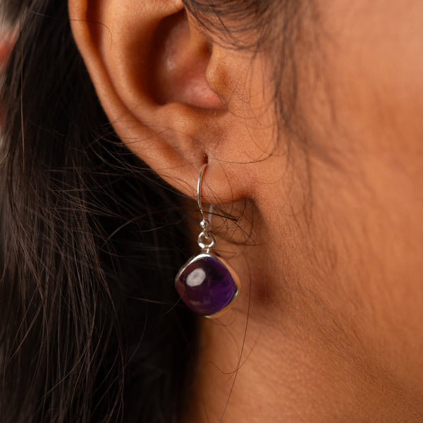 Amethyst silver earring