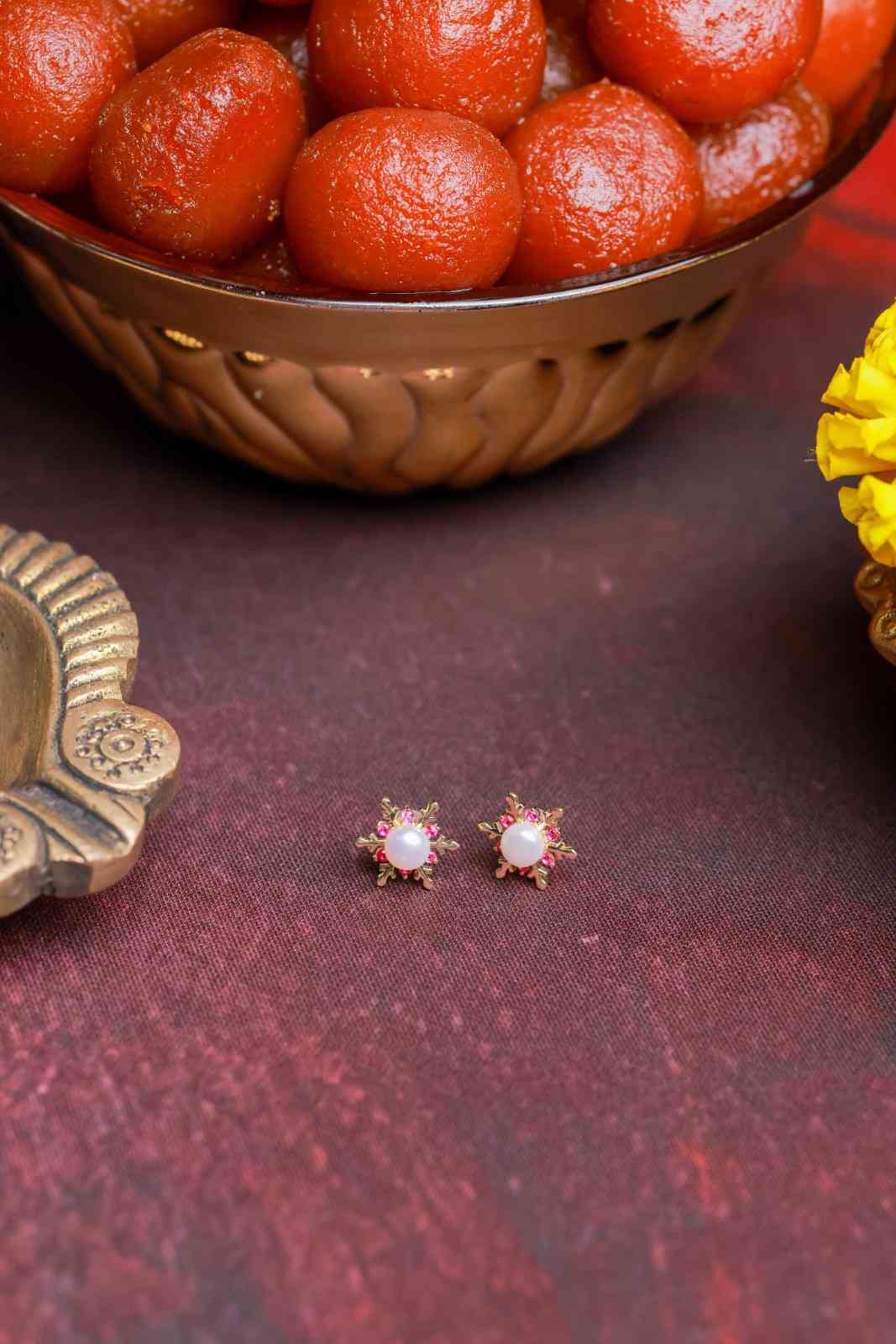 Royal Pearl & Floral Earrings