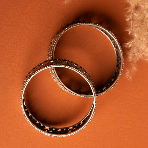 Elephant Motif Oxidised Silver Bangles