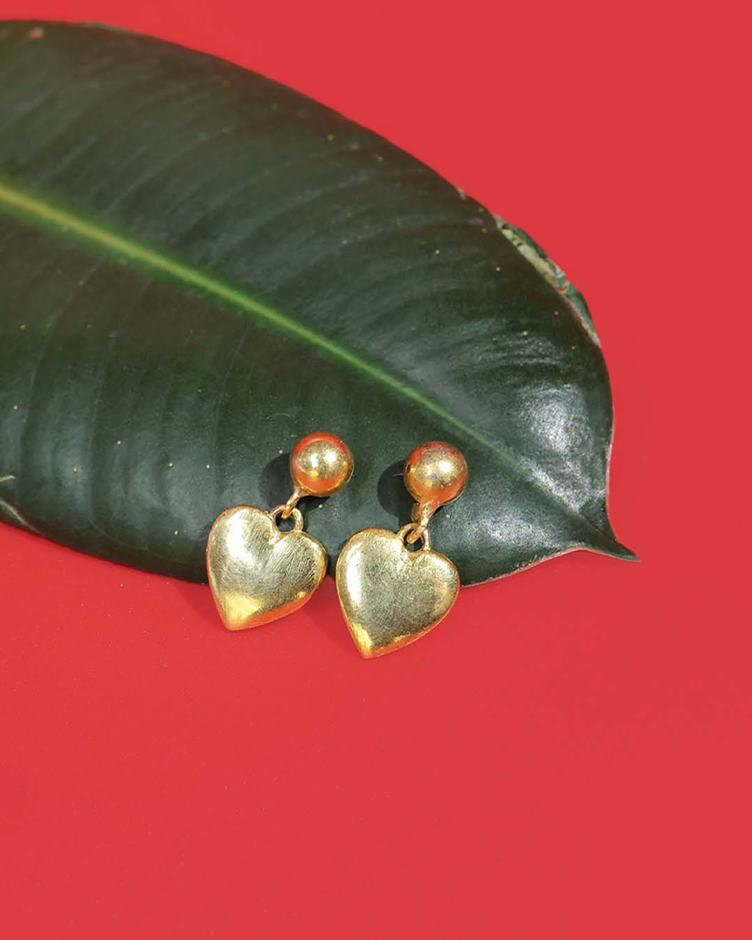 Gold Plated Heart Drop Silver Earrings