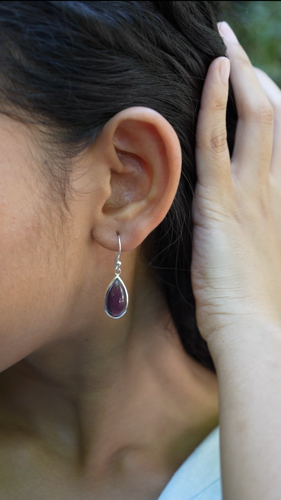 Amethyst Teardrop Silver Earrings