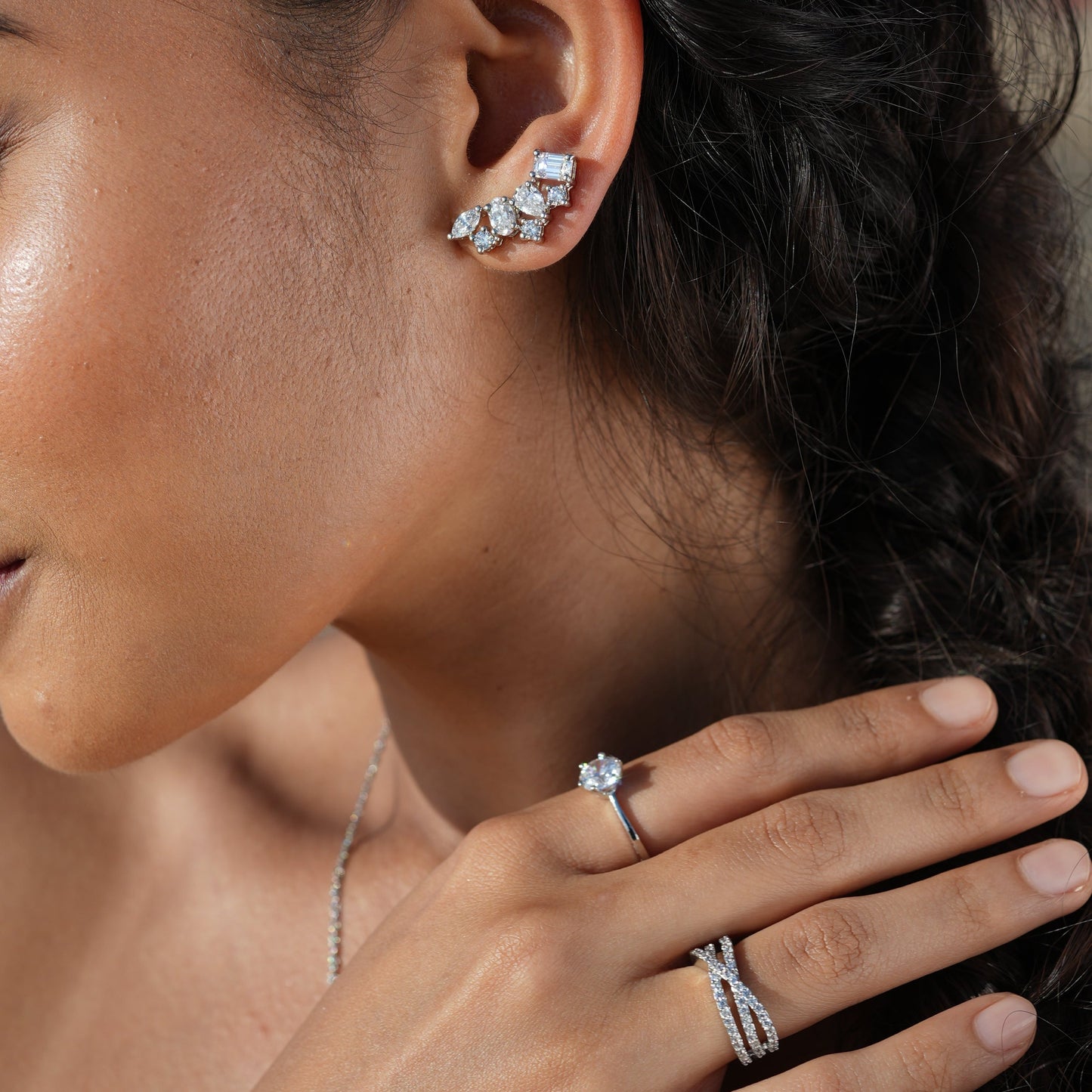 Statement Stud Earrings with Multi-Cut Zircon