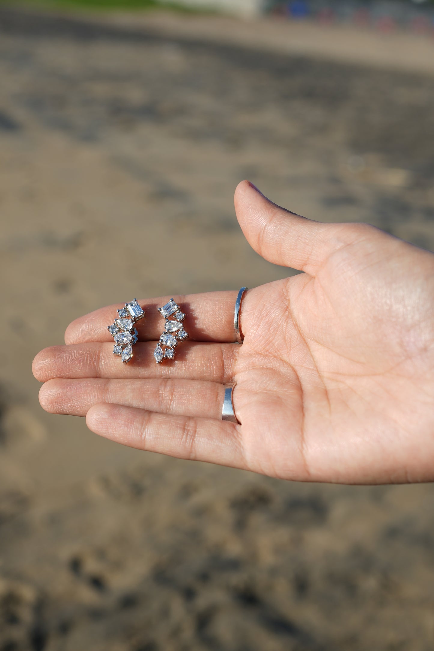 Sterling Silver Earrings with Zircon Stones