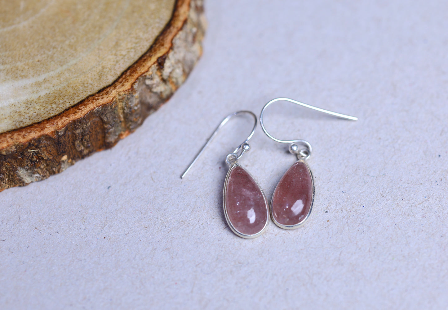 Red Aventurine Teardrop Silver Earring