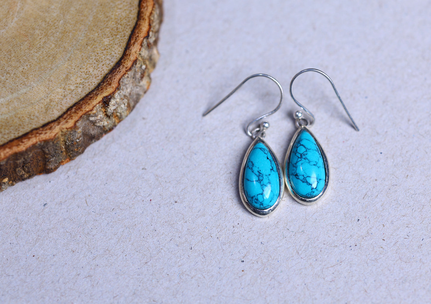 Turquoise Teardrop Silver Earring