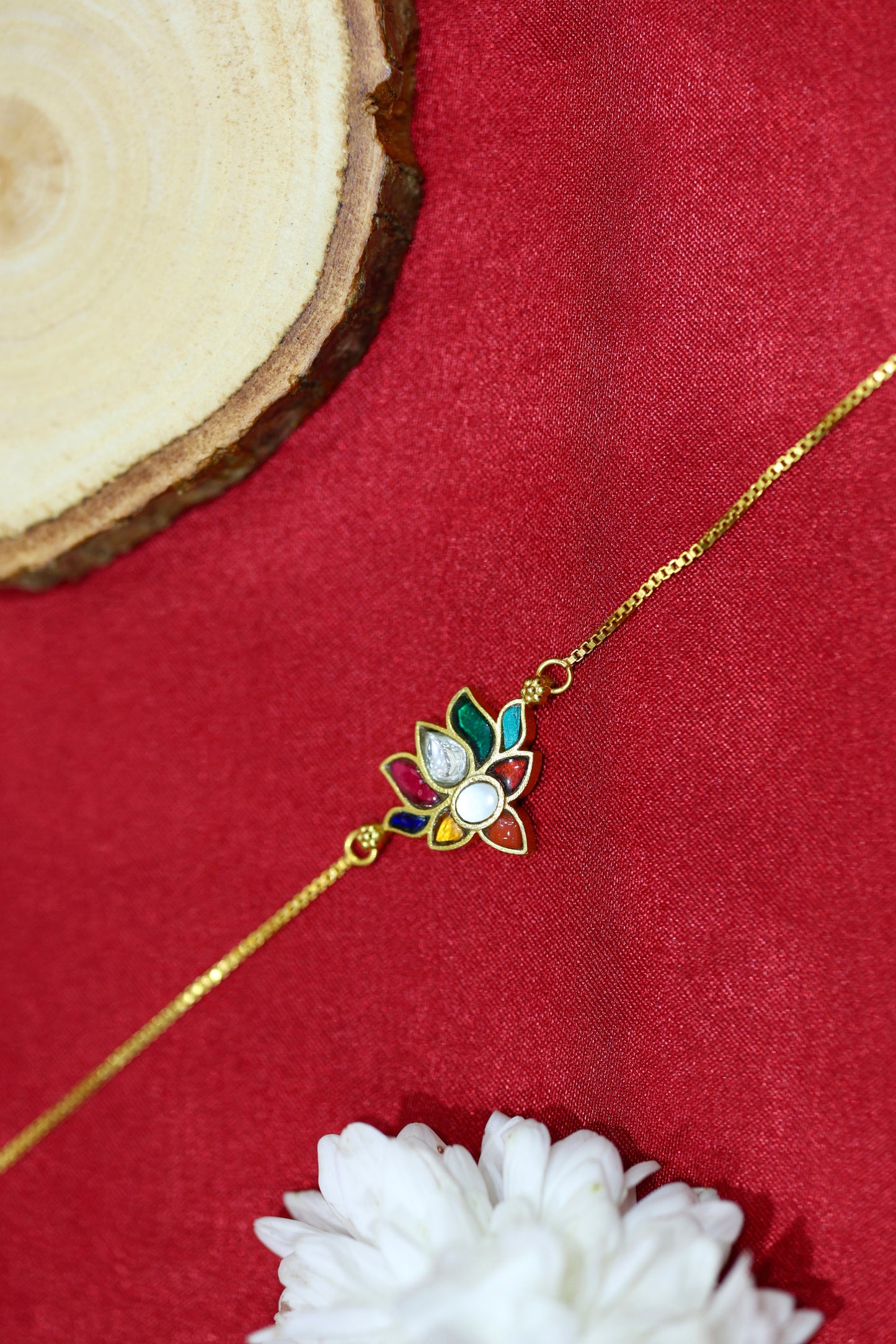 Gold-Plated Multicolor Lotus Bracelet