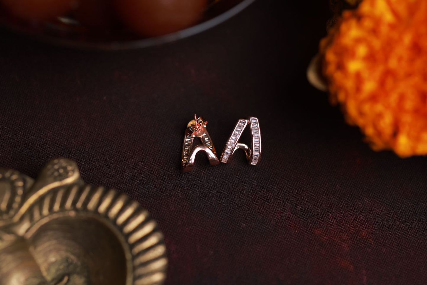 Earrings with Zircon Baguette Stones