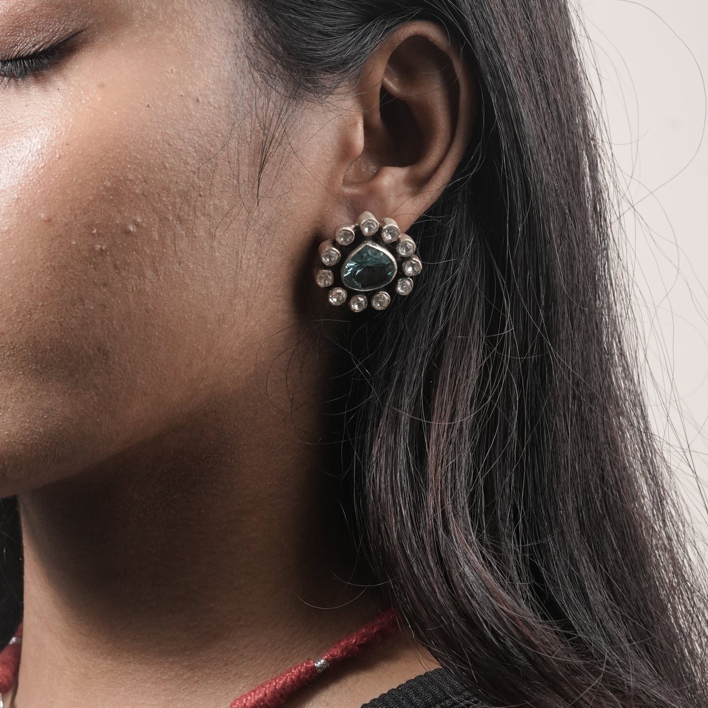 Vintage Green Stone Earrings