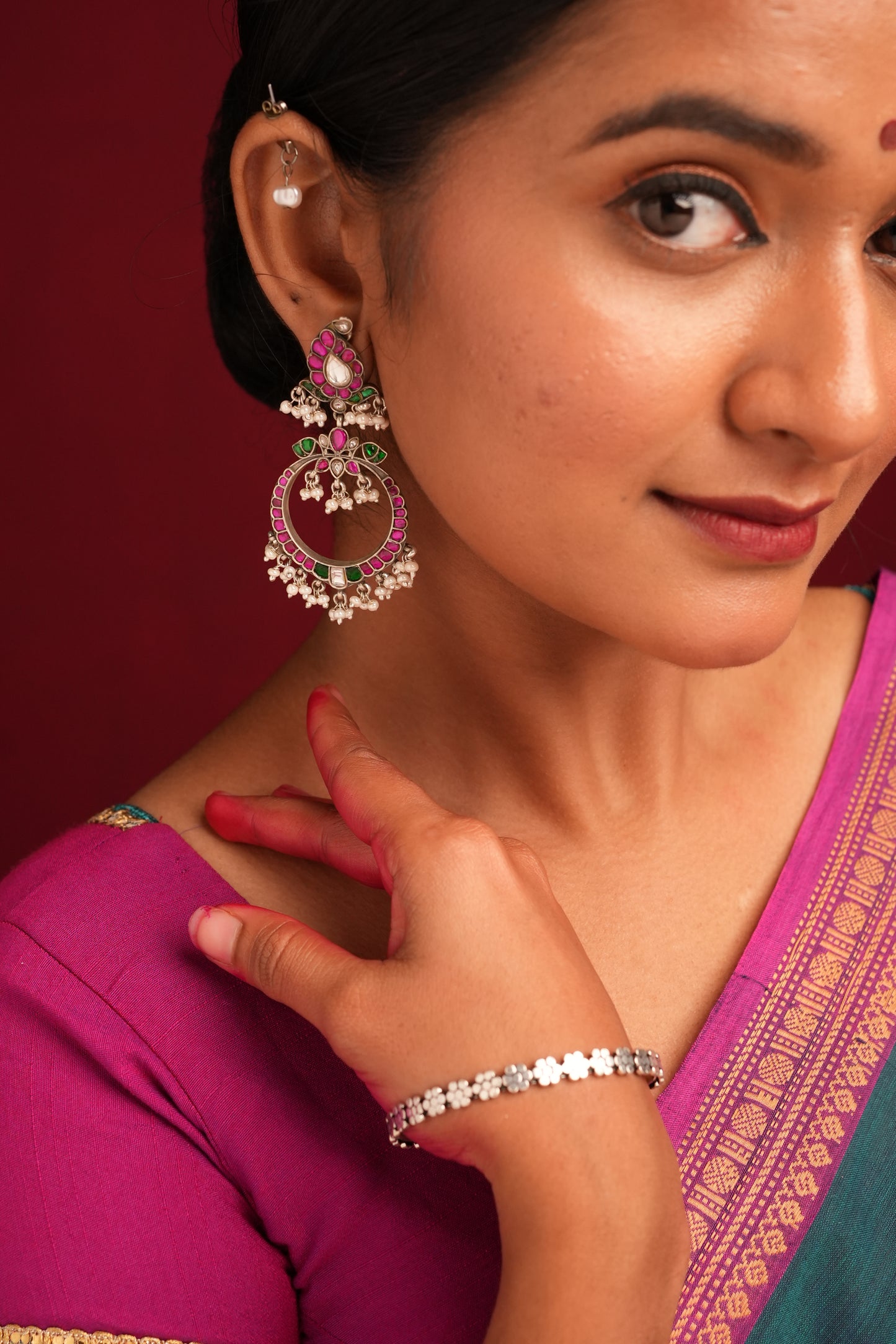 Floral Sterling Silver Pair Bangles