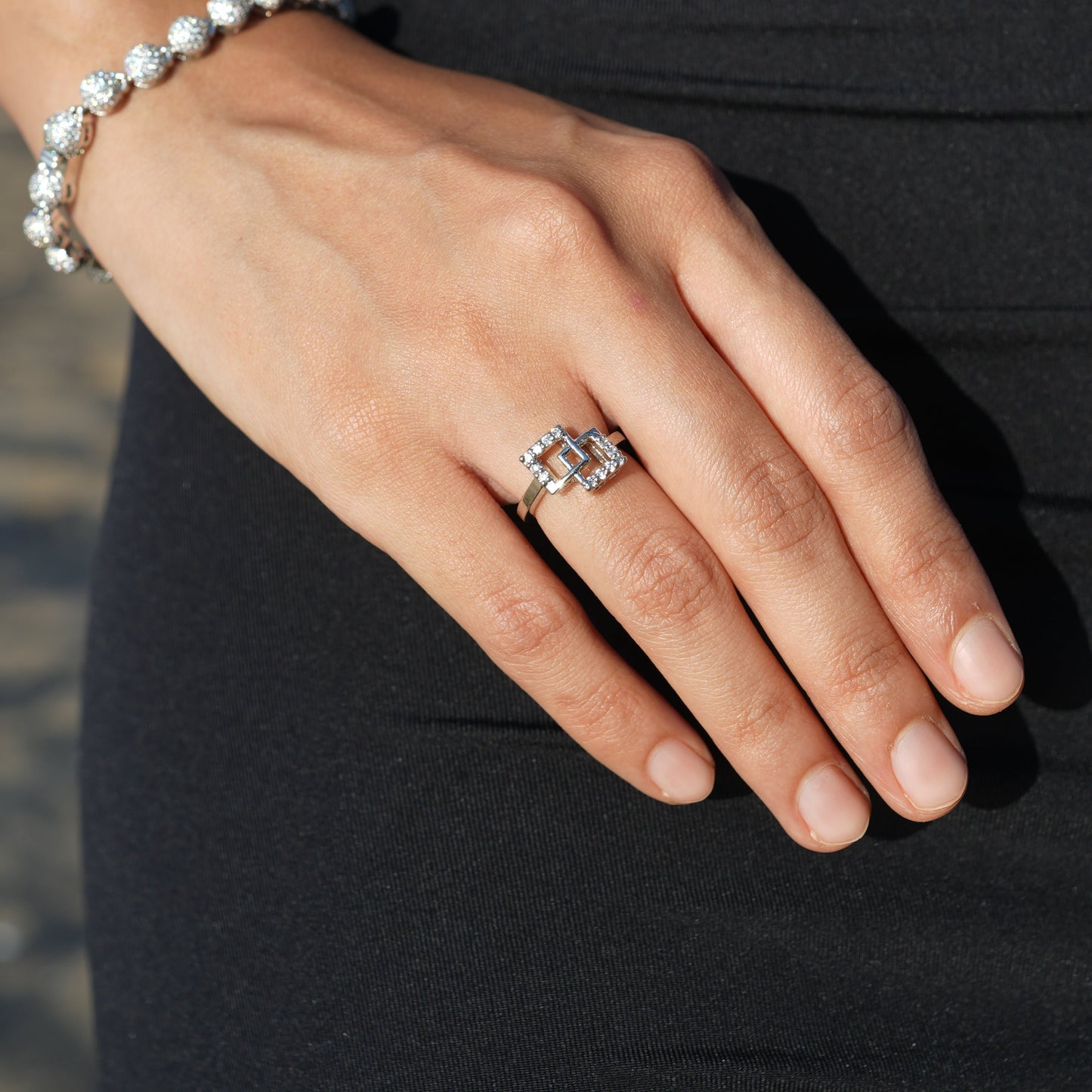 Silver Ring with Zircon Stones