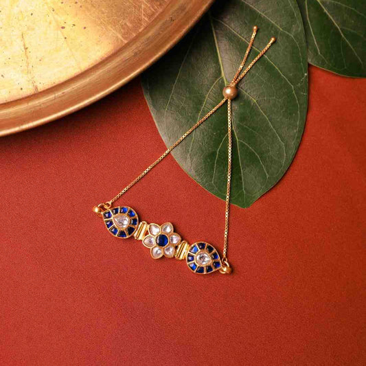 Gold Plated Sapphire Blossom Adjustable Silver Bracelet.