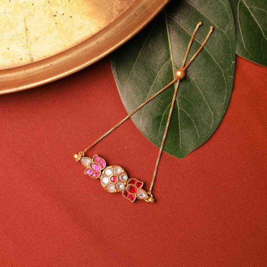 Gold Plated Lotus Heritage Adjustable Silver Bracelet.