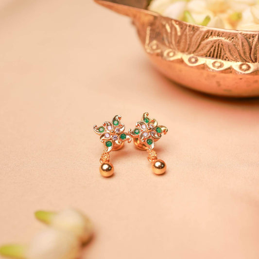 Gold Plated Emerald Silver Earring.