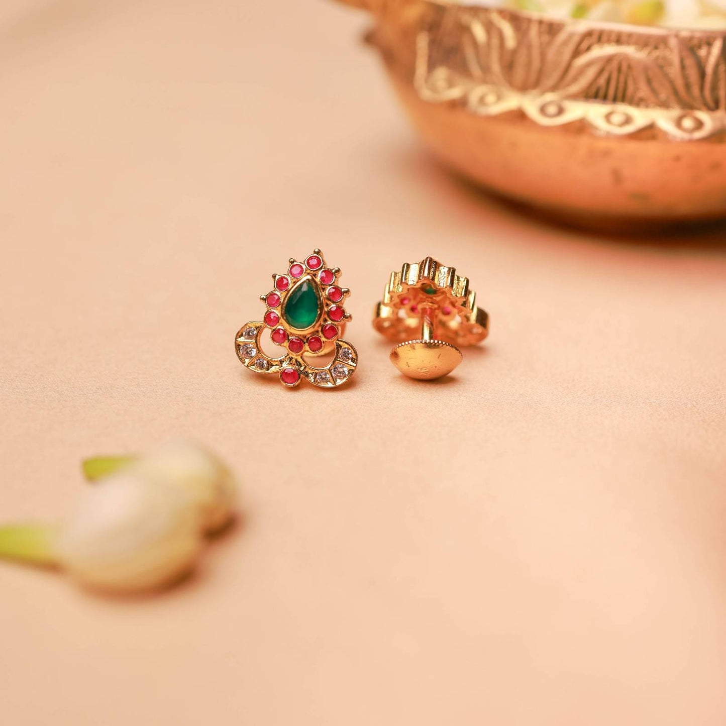 Kempu Teardrop Gold Plated Stud Earrings