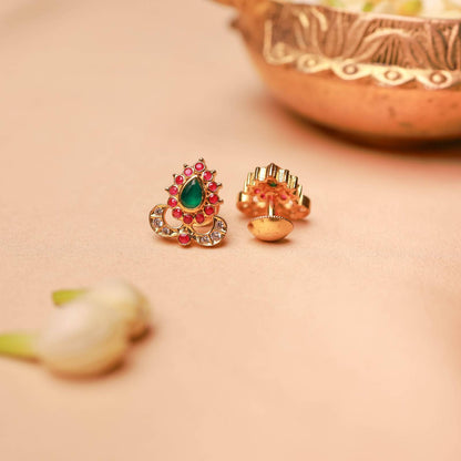 Kempu Teardrop Gold Plated Stud Earrings