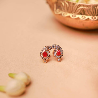 Ruby Gold Plated Stud Earrings.