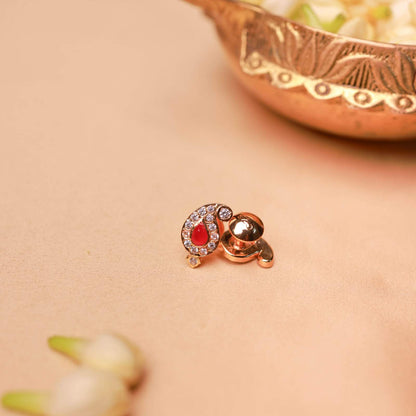 Ruby Gold Plated Stud Earrings