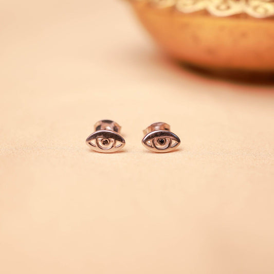 92.5 sterling silver evil eye stud earrings minimalist everyday jewellery.