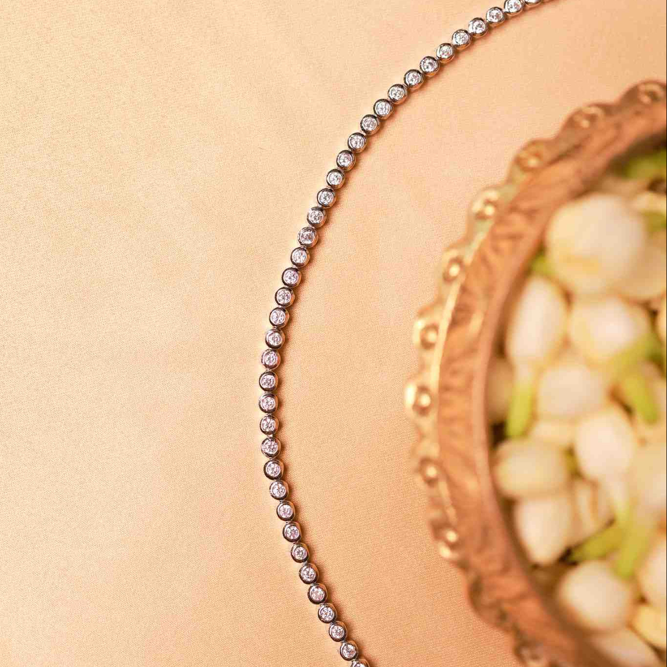 92.5 sterling silver oxidised bracelet with sparkling stones minimalist elegant jewellery.