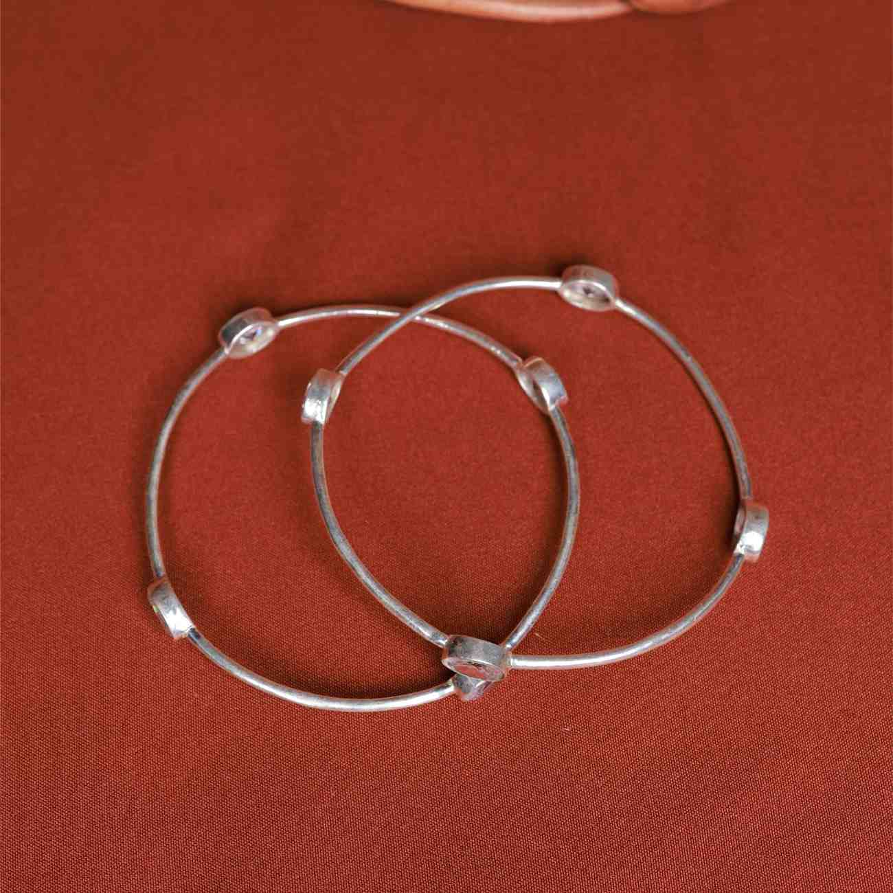 Minimal Zircon Silver Bangles