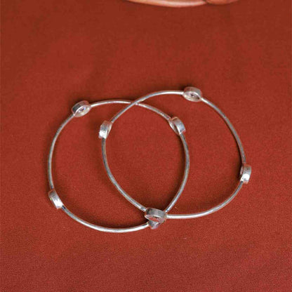 Minimal Zircon Silver Bangles