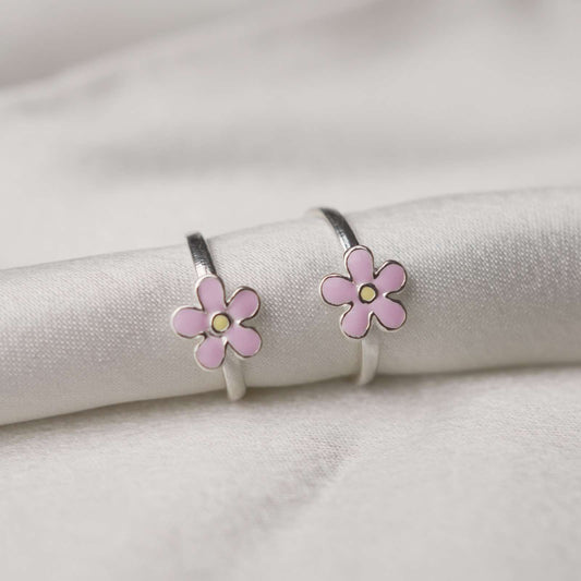 Pink Daisy 92.5 Sterling Silver Toe Ring.