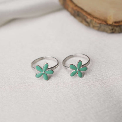 Mint Flower 92.5 Sterling Silver Toe Ring