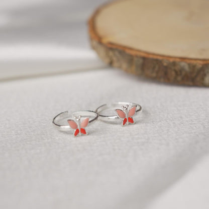 Butterfly Charm 92.5 Sterling Silver Toe Ring