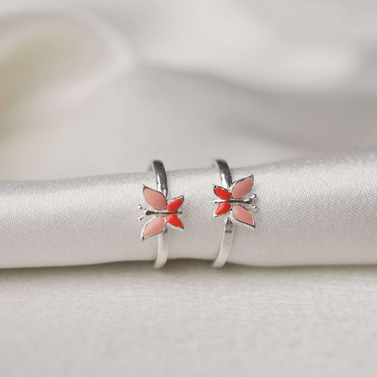 Butterfly Charm 92.5 Sterling Silver Toe Ring.