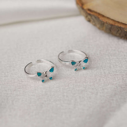 Blue Butterfly 92.5 Sterling Silver Toe Ring