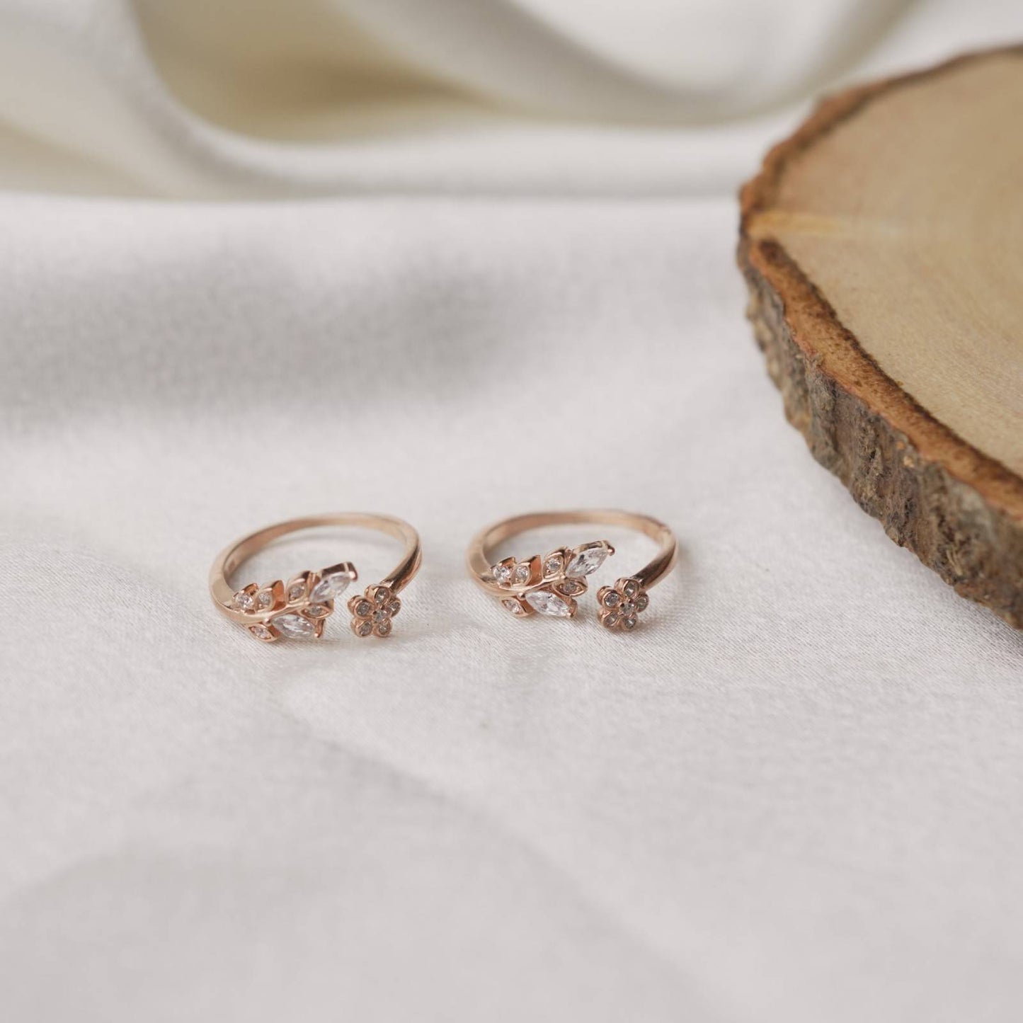 Rose Gold Sterling Silver Floral Toe Ring
