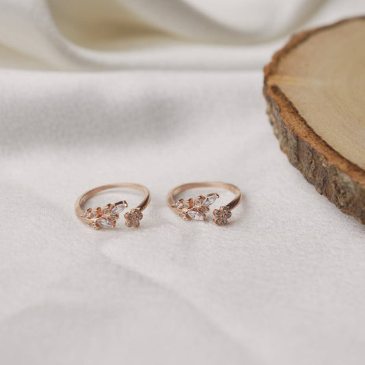 Rose Gold Sterling Silver Floral Toe Ring