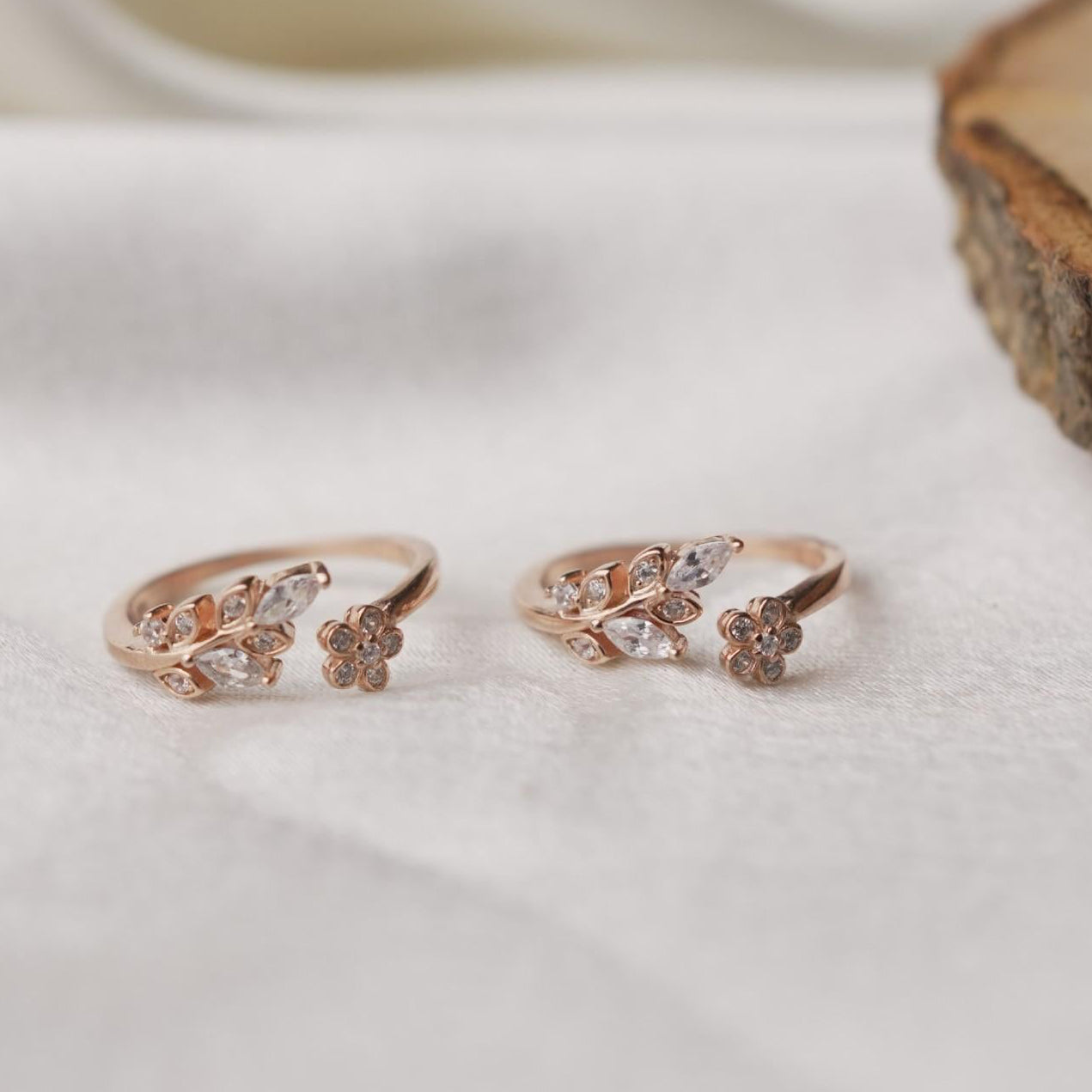 Rose Gold Sterling Silver Floral Toe Ring
