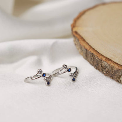 Blue & White Stone 92.5 Sterling Silver Toe Ring