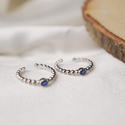 Blue Stone Beaded 92.5 Sterling Silver Toe Ring