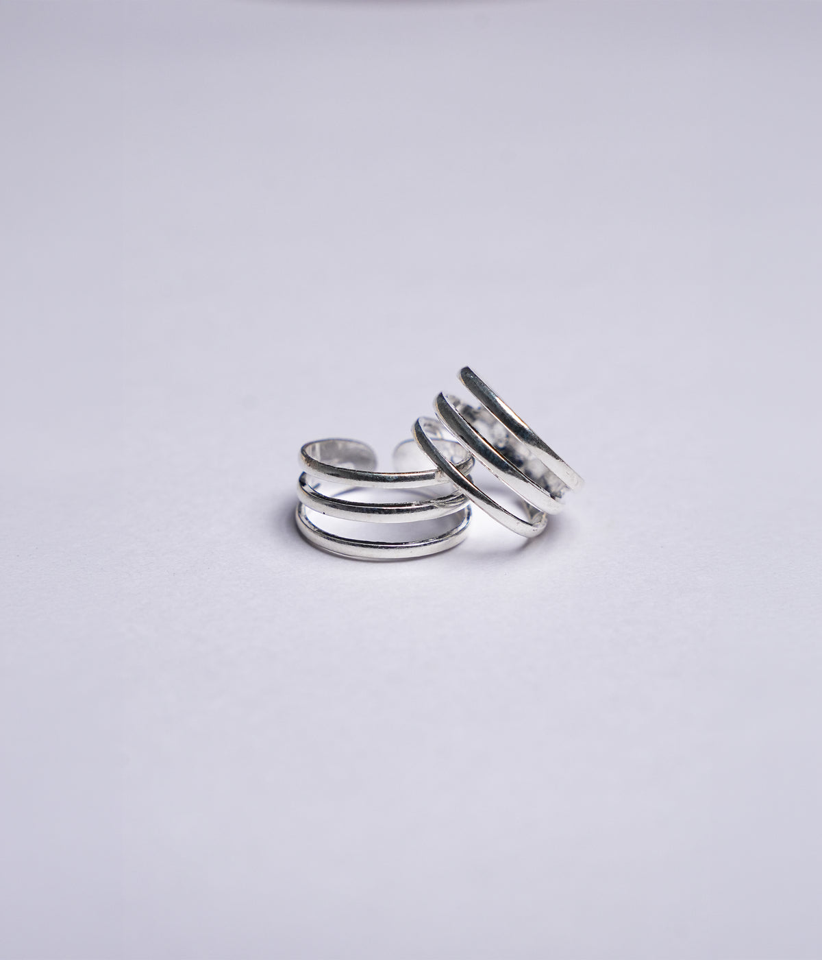 92.5 sterling silver triple band toe rings with a sleek polished finish.