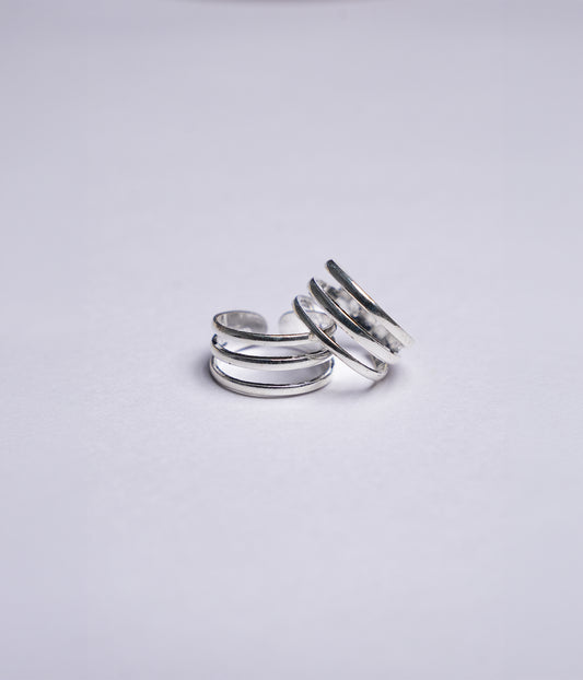92.5 sterling silver triple band toe rings with a sleek polished finish.