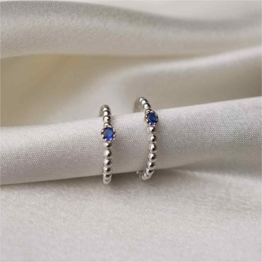 Blue Stone Beaded 92.5 Sterling Silver Toe Ring