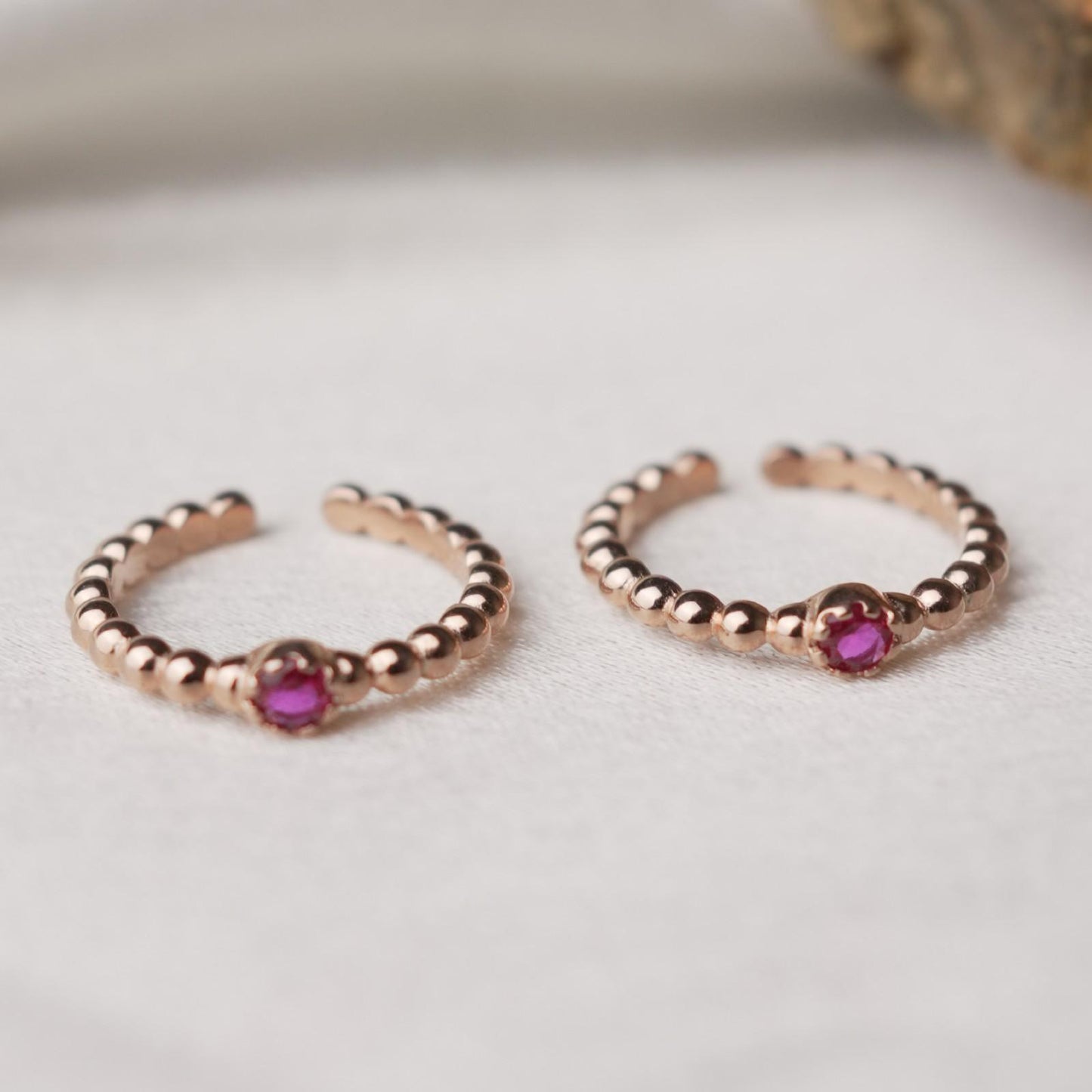 Ruby Bead 92.5 Sterling Silver Toe Ring