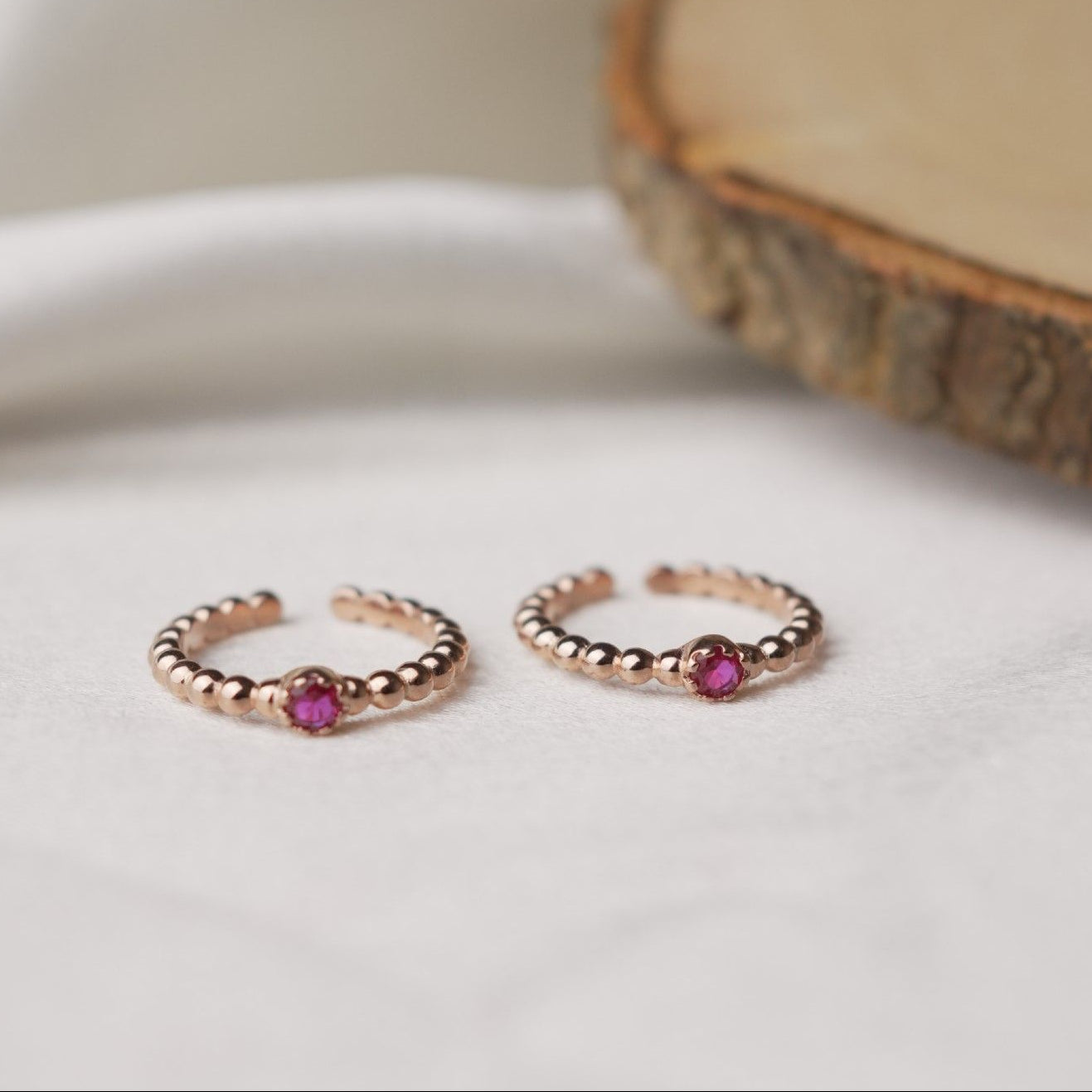 Ruby Bead 92.5 Sterling Silver Toe Ring.