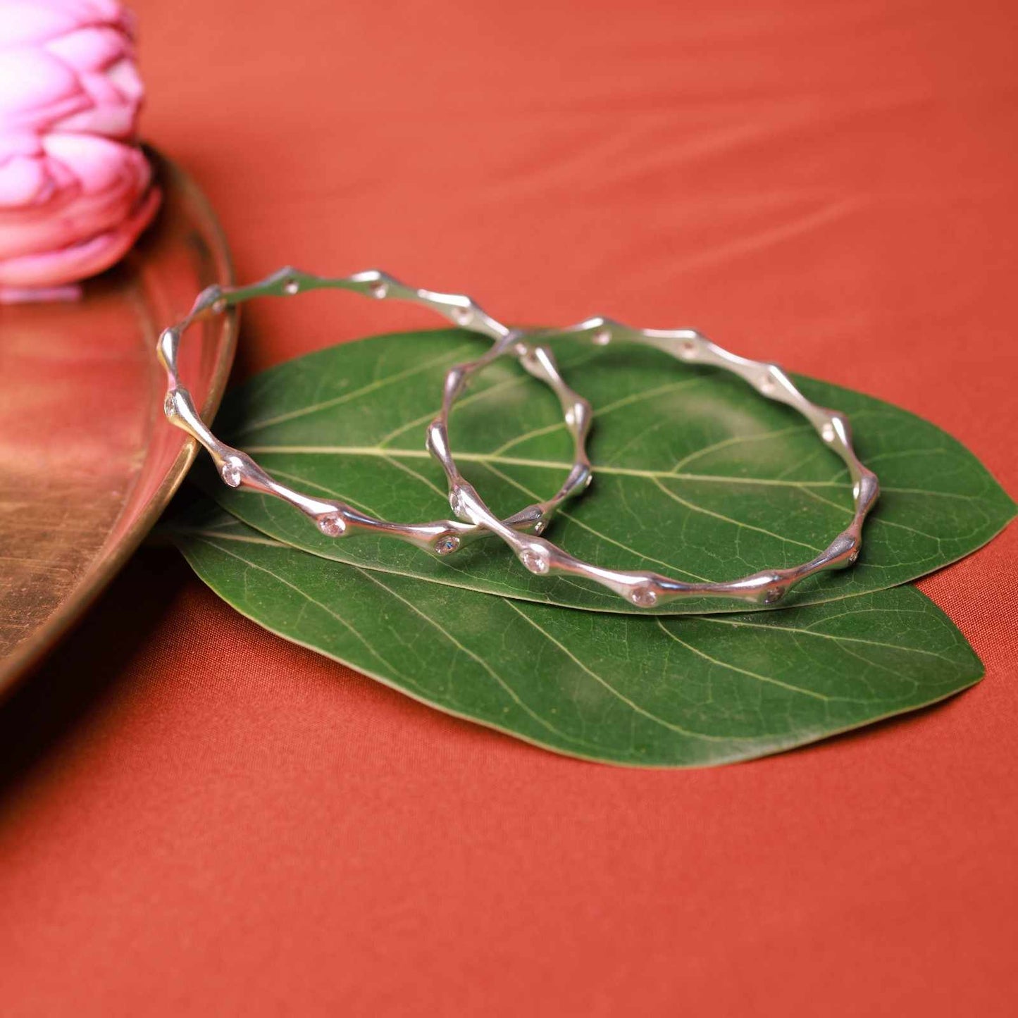 Crystal wave Silver Bangle