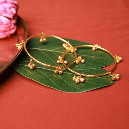 Gold Plated Ghungroo Charm Silver Bangles